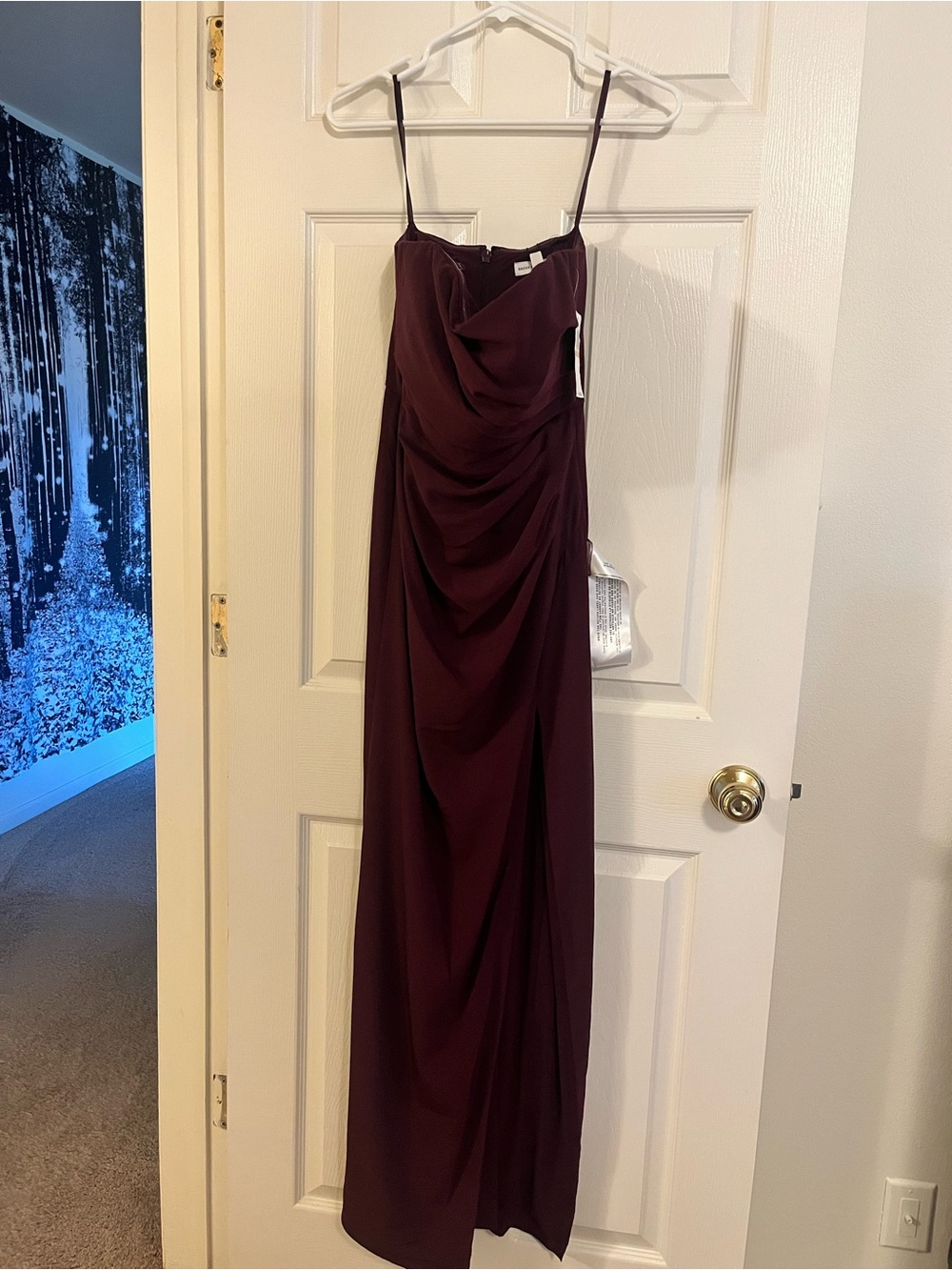 Dress the Population Burgundy Draped Spaghetti Strap Maxi Dress